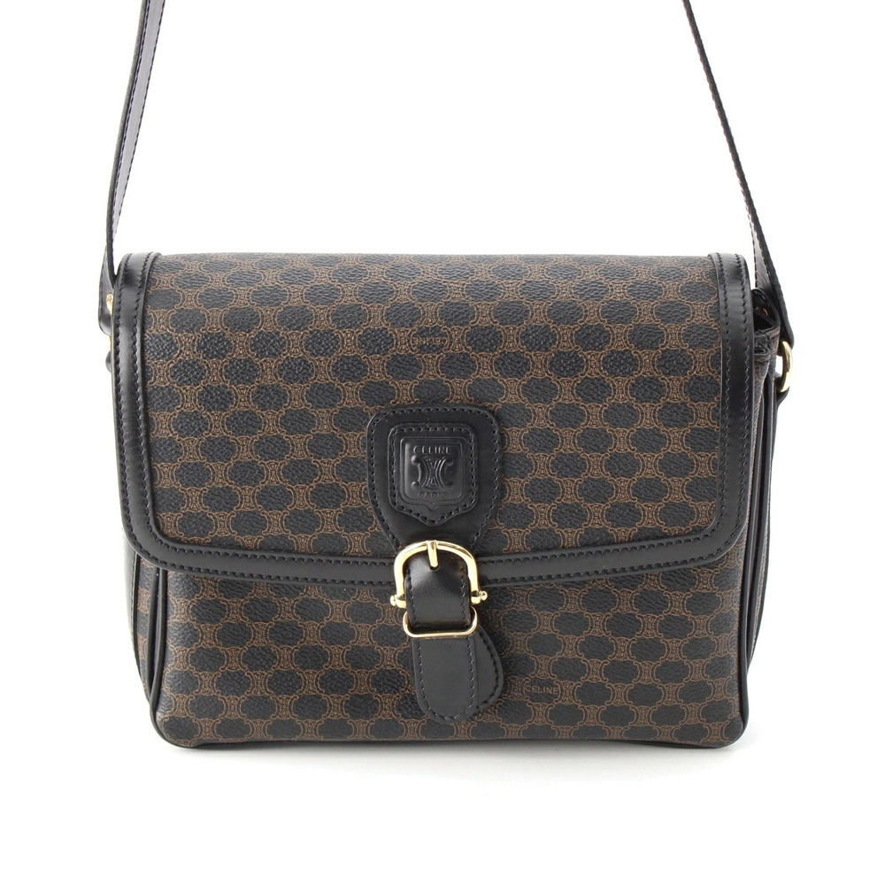 Celine Macadam Leather Shoulder Bag Black